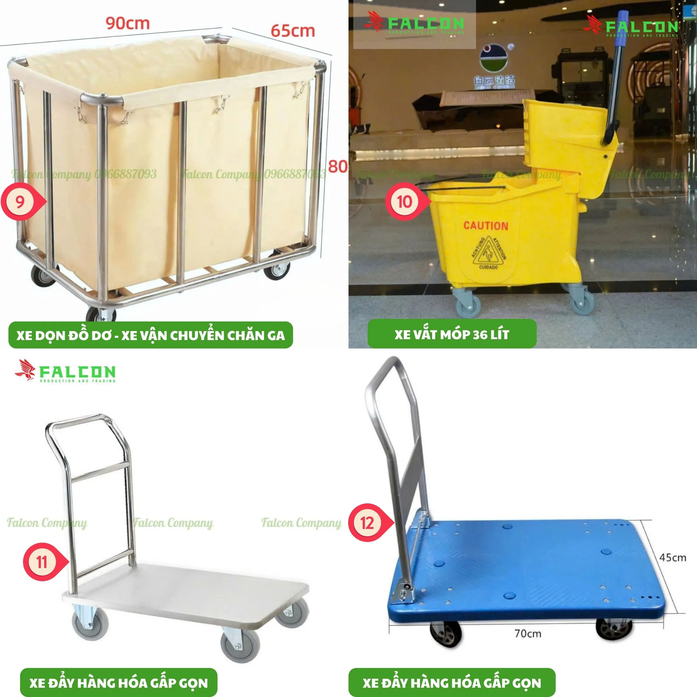 Bộ xe đẩy dọn vệ sinh