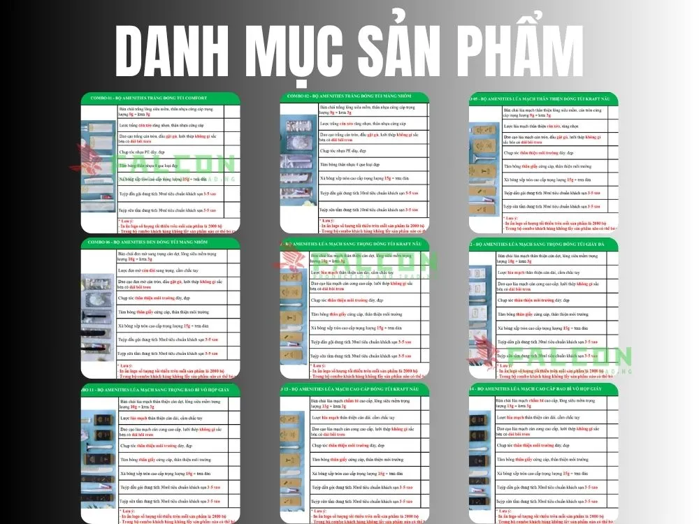 Bảng giá đồ dùng tiêu hao khách sạn amenities