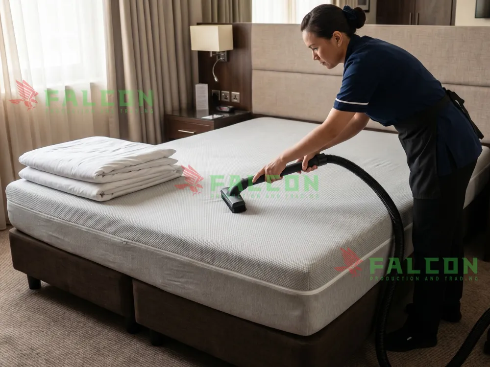 cách vệ sinh đệm khách sạn bằng máy hút bụi