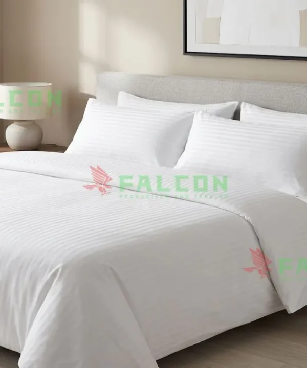 Chăn ga gối khách sạn vải T255 trắng sọc