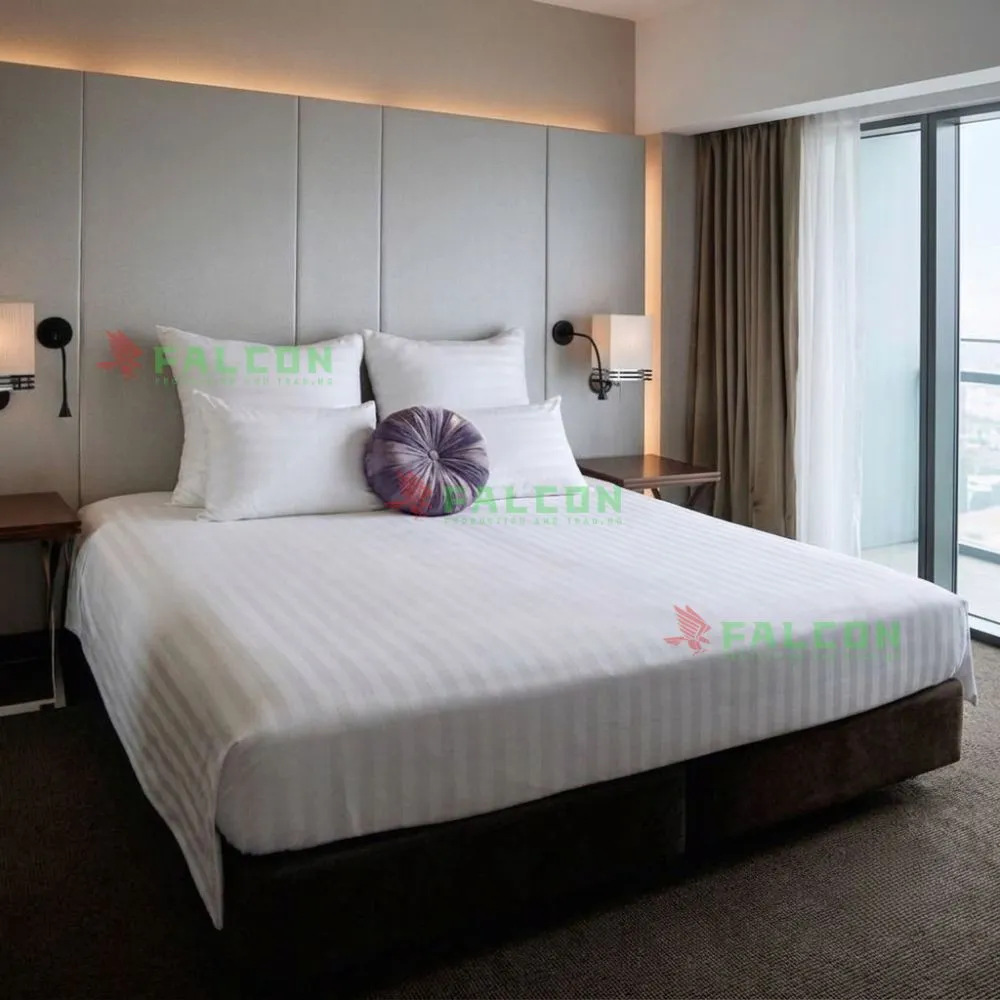 Chăn ga gối đệm sọc vải T300 3cm