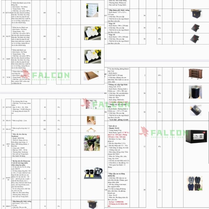 Khăn và Đồ Vải Falcon Cung Cấp