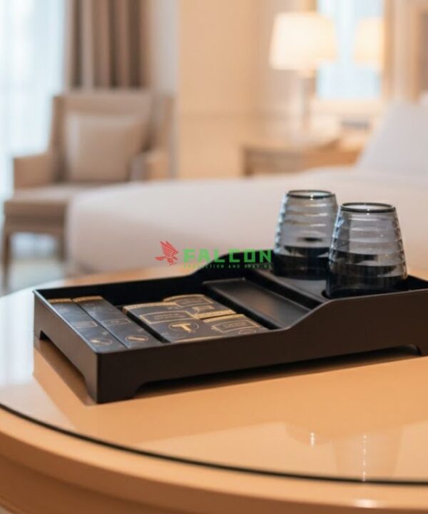 khay amenities khách sạn có úp cốc phù hợp tiêu chuẩn khách sạn