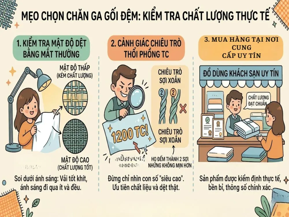Mẹo lựa chọn mật độ sợi vải chăn ga gối đệm