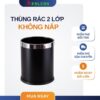 Thùng rác 2 lớp không nắp thiết kế gọn gàng cho khách sạn