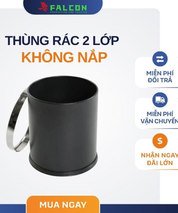 Thùng rác 2 lớp không nắp đặt cạnh bàn trong phòng khách sạn