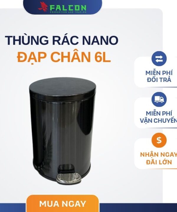 Thùng rác nano đạp chân 6l đẹp