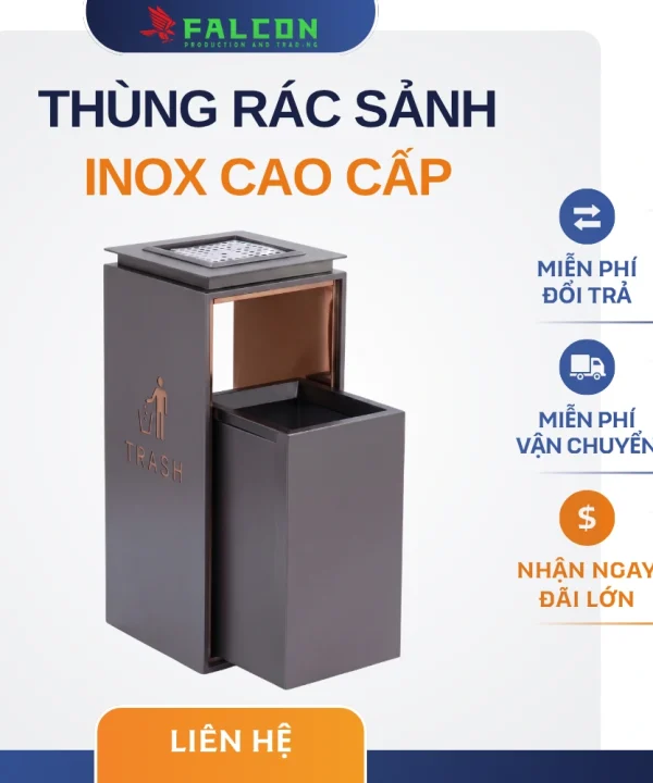 Sản phẩm thùng rác sảnh inox cao cấp