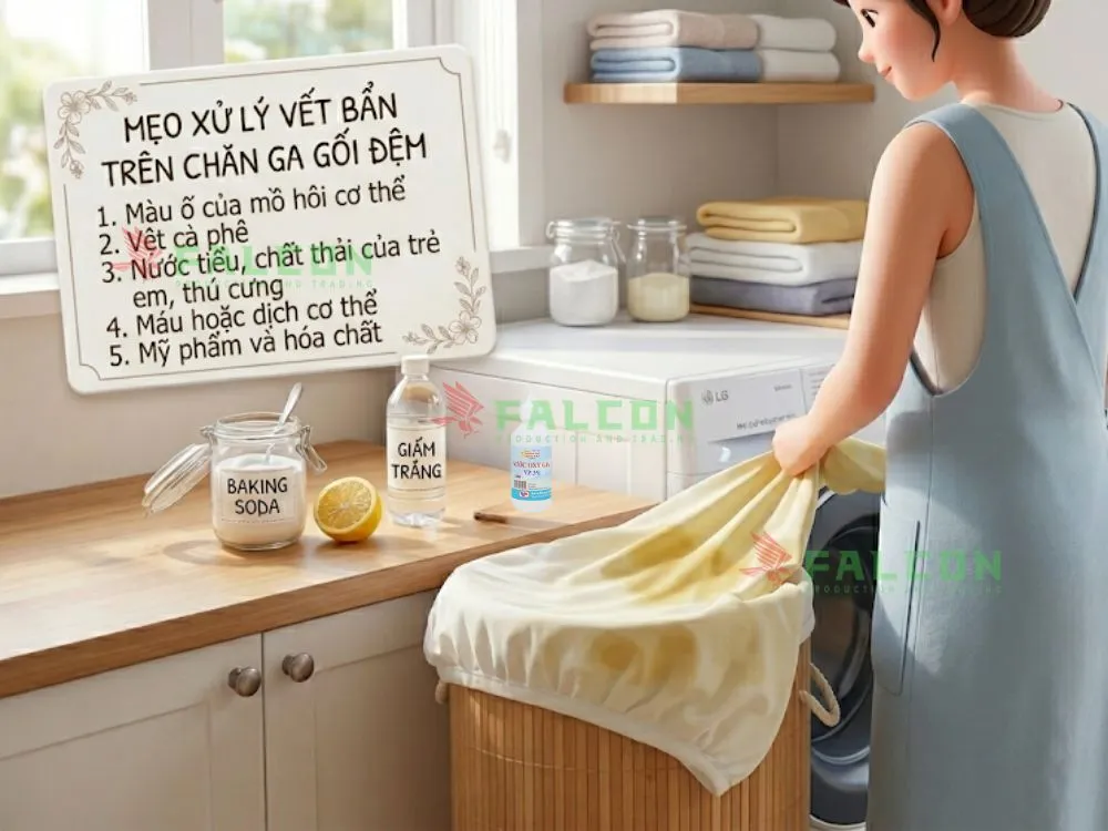 Mẹo xử lý vết bẩn chăn ga gối đệm đơn giản