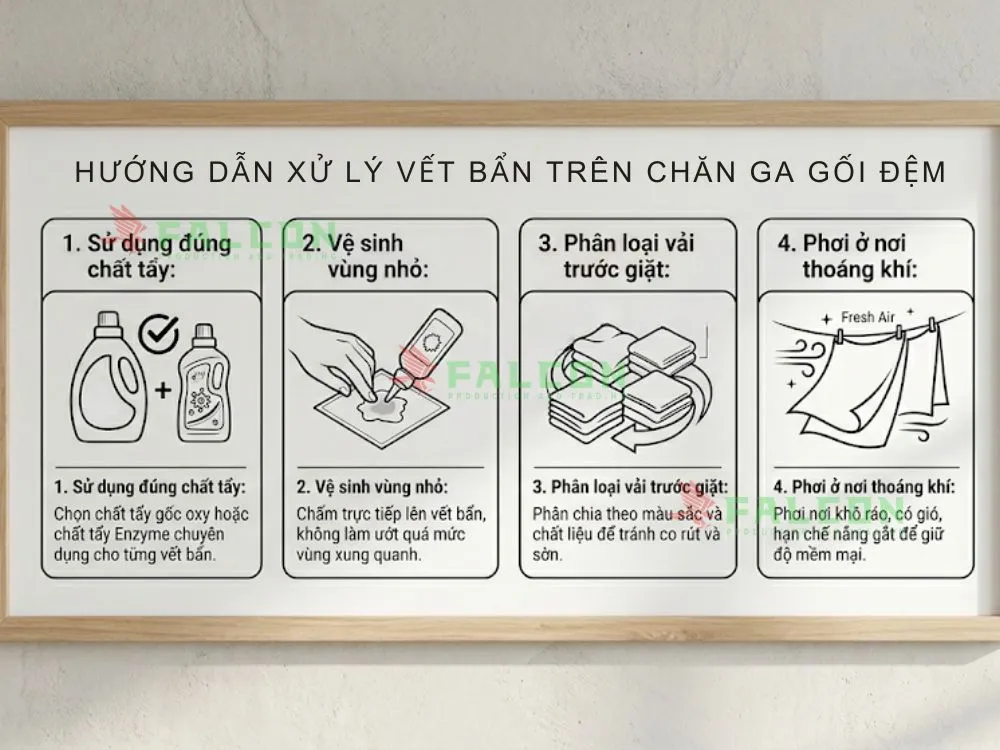 Mẹo xử lý vết bẩn chăn ga gối đệm nhanh chóng