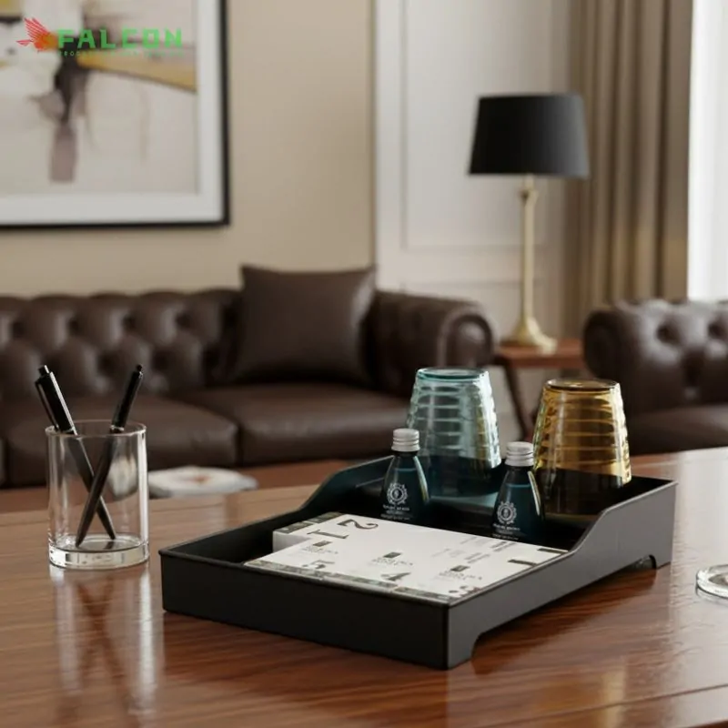 khay amenities khách sạn có úp cốc phù hợp tiêu chuẩn khách sạn