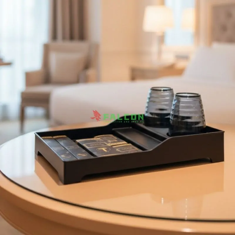 khay amenities khách sạn có úp cốc phù hợp tiêu chuẩn khách sạn