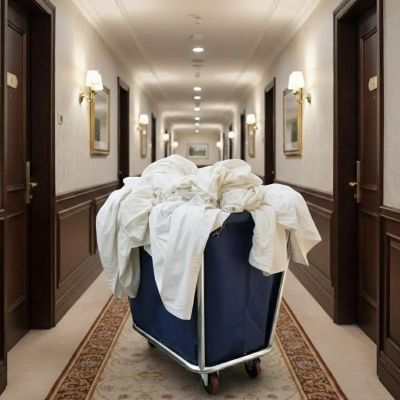 xe để đồ dơ khách sạn 1 ngăn giúp thu gom khăn và ga giường