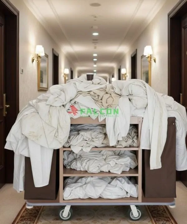 xe dọn buồng phòng khách sạn 2 túi giúp nhân viên thao tác thuận tiện